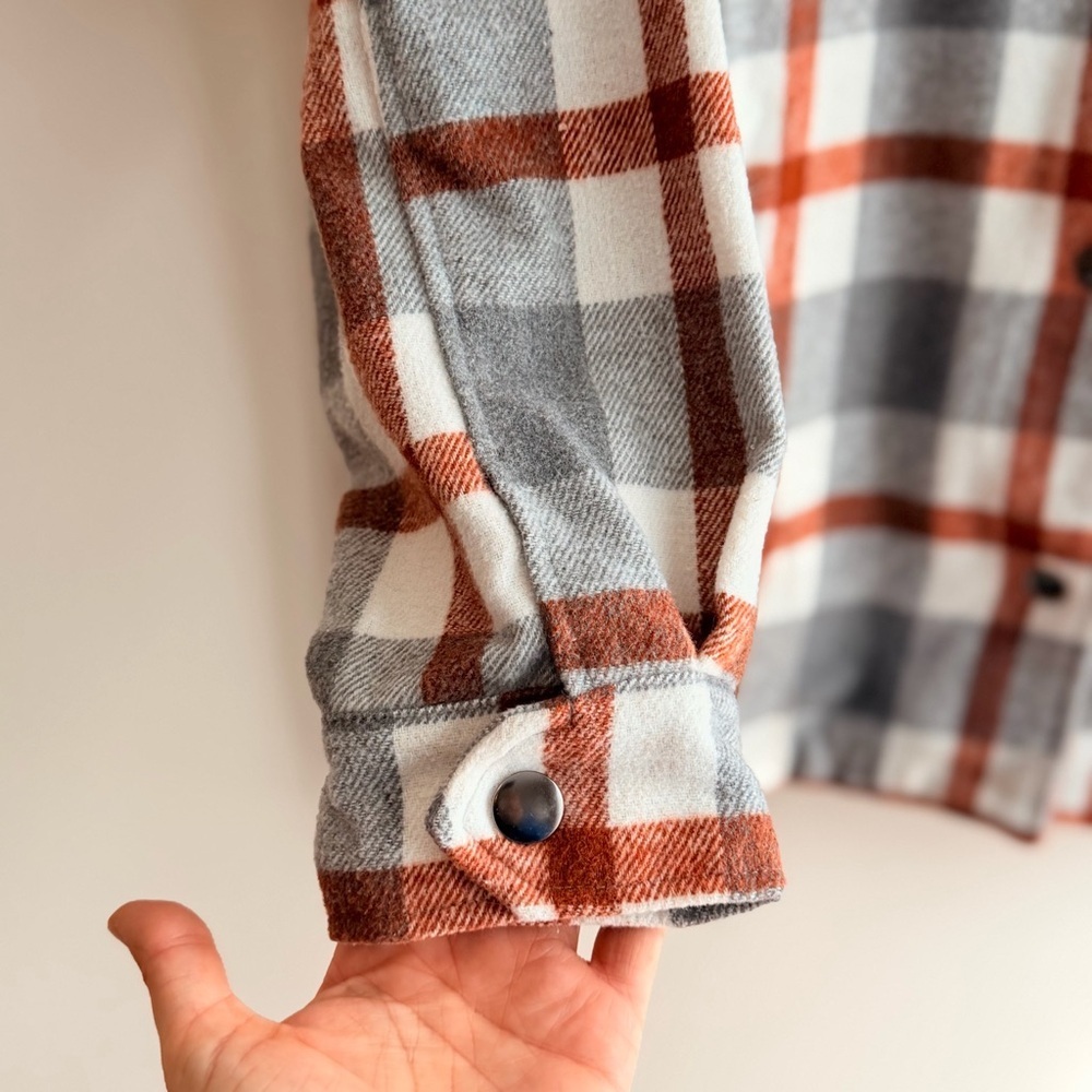 Women’s Plaid Button Down flannel Shirt HFX Mountain- Gray and Brown- Size Small - Picture 2 of 9